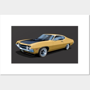 1970 Ford Torino Cobra Jet in yellow gold Posters and Art